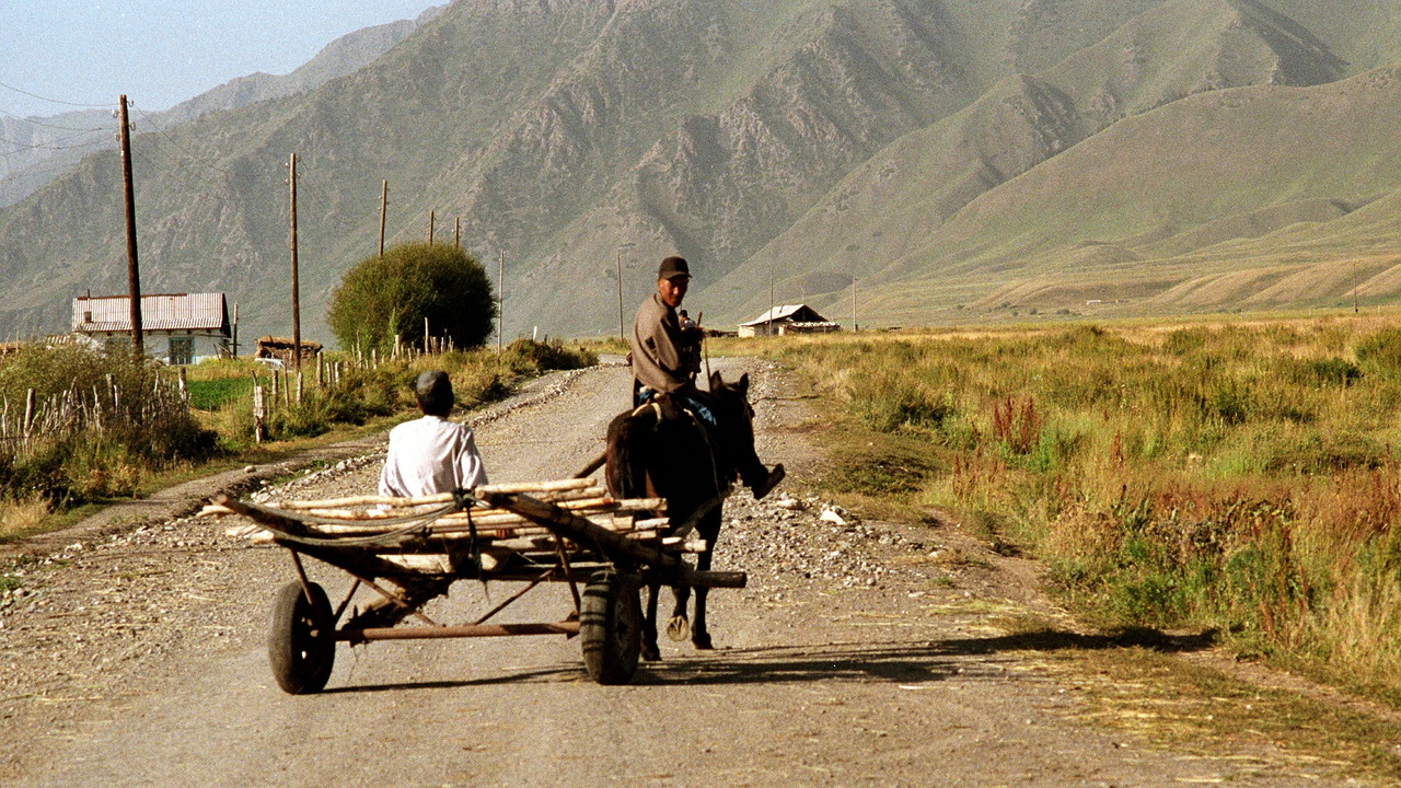 Farmer with horse and cart in Eki Naryn